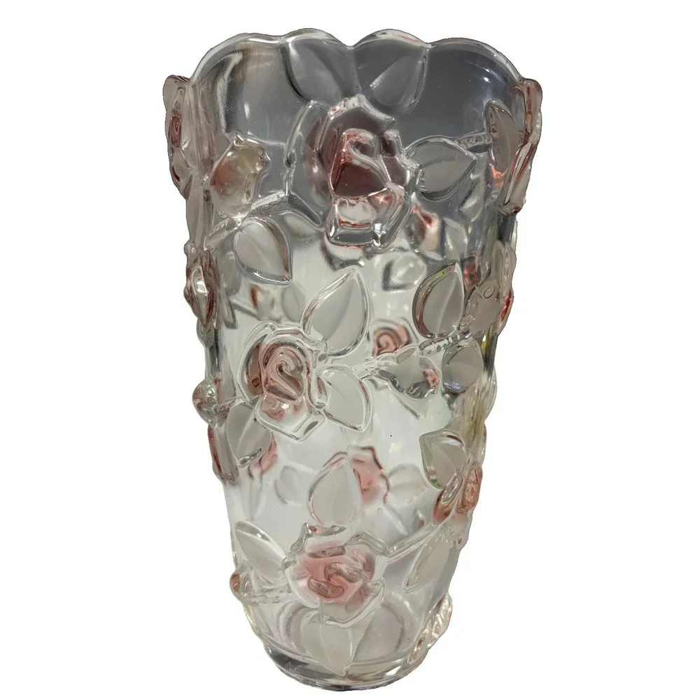 Mikasa Bella Rosa Pink Frost Crystal Vase 9.5